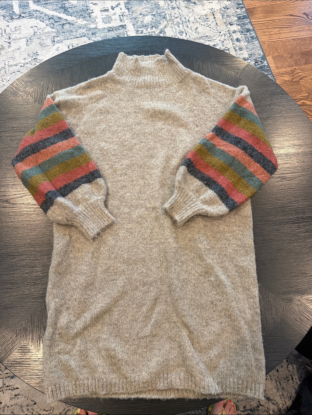 Lush Heathered Beige Knit Sweater Dress